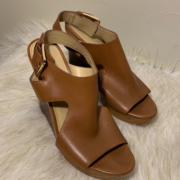 Michael Kors tan brown wedges shoes size 8.5M - Picture 10 of 14